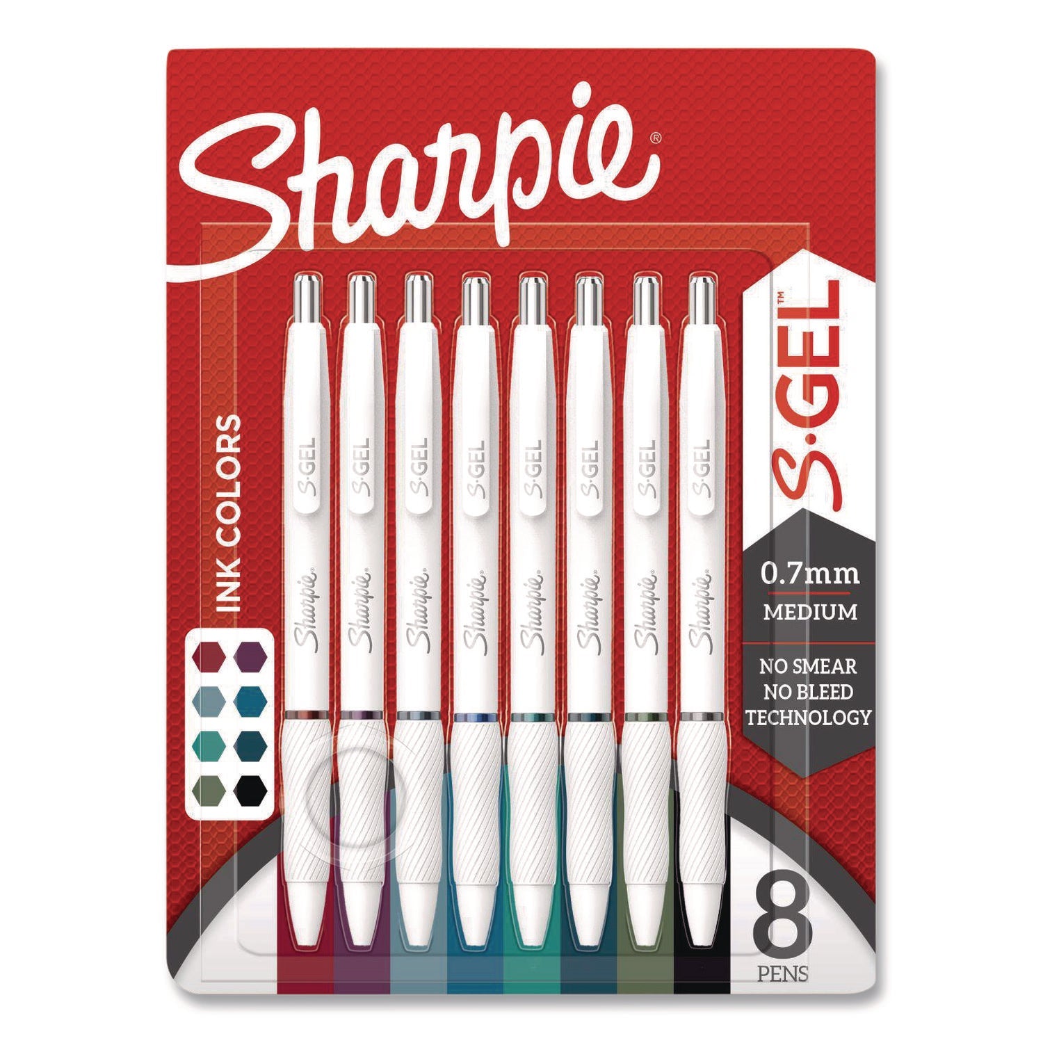 sharpie-r-s-gel-s-gel-fashion-barrel-gel-pen-retractable-medium-0-7-mm-assorted-ink-white-barrel-8-pack-san2208551_1